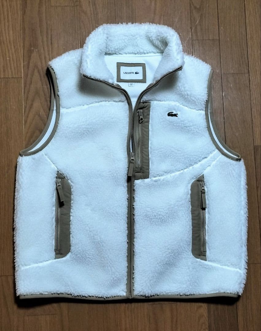 Lacoste シェルパフリースベスト ホワイト 5（L）