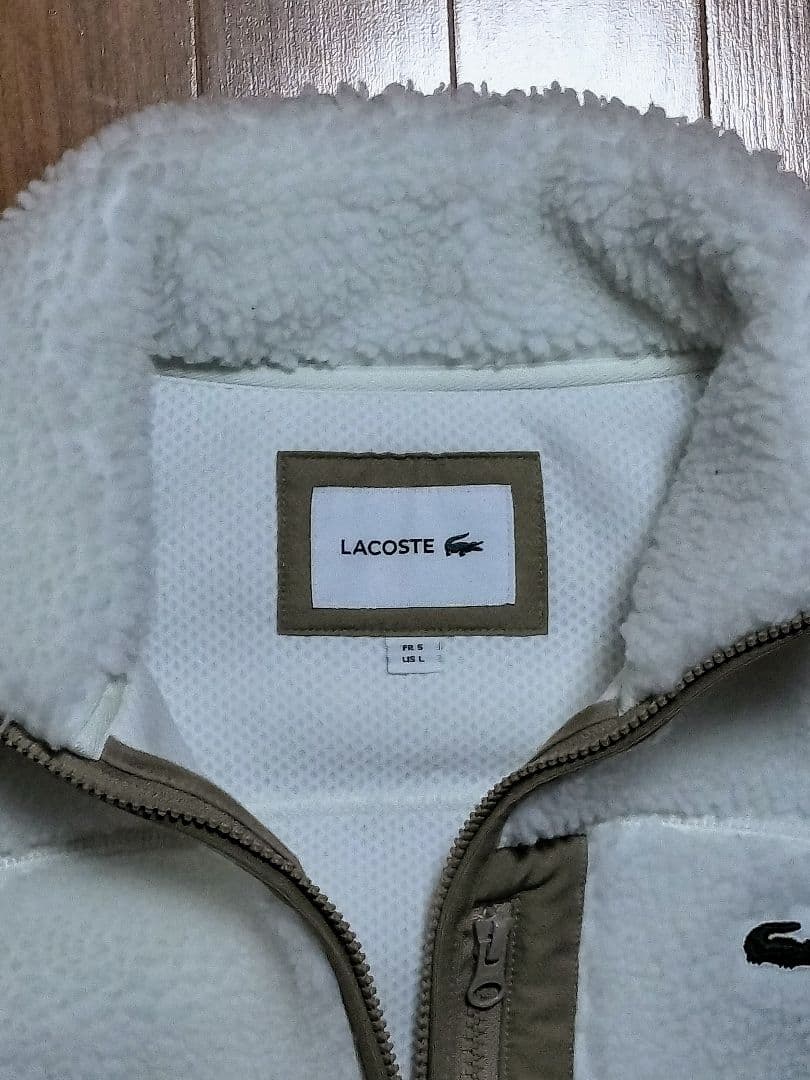 Lacoste シェルパフリースベスト ホワイト 5（L）