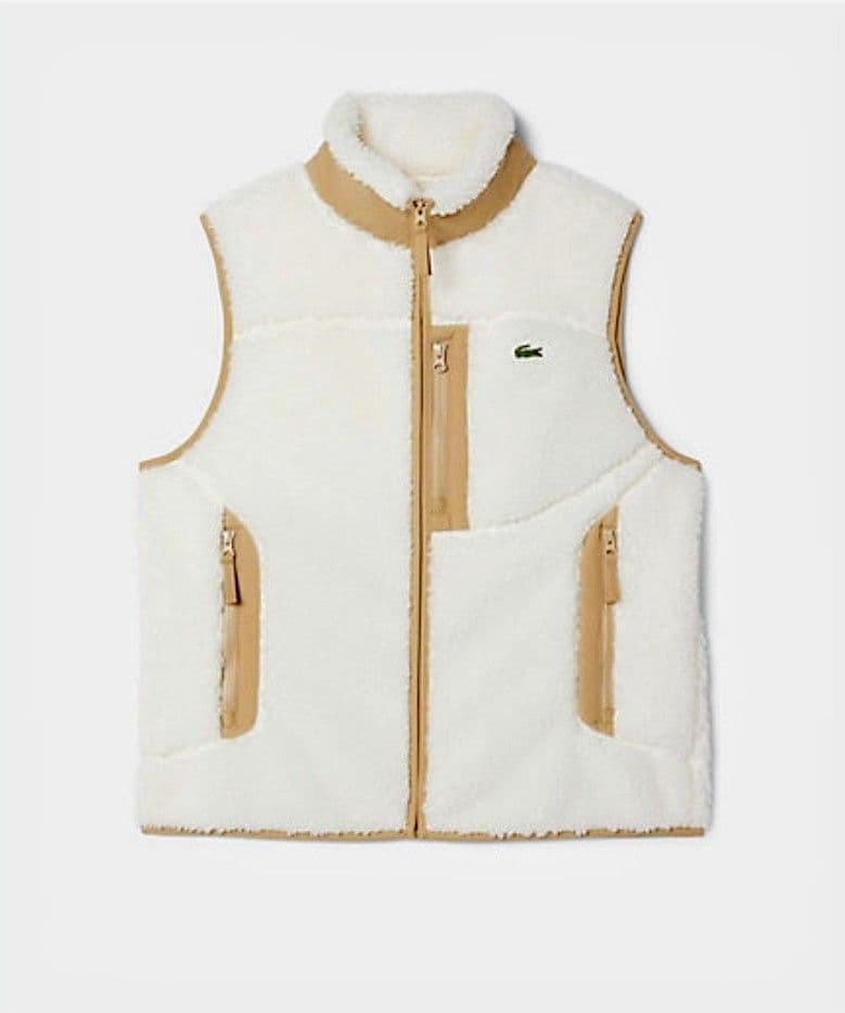 Lacoste シェルパフリースベスト ホワイト 5（L）