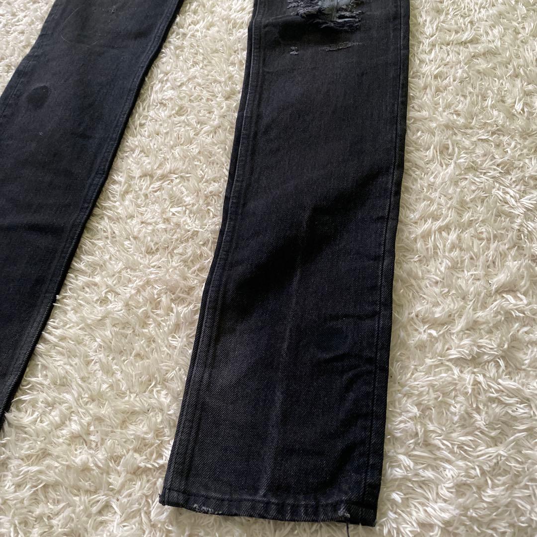新品！00s Pledge プレッジ デニムパンツ　ダメージ加工　ブラック　46