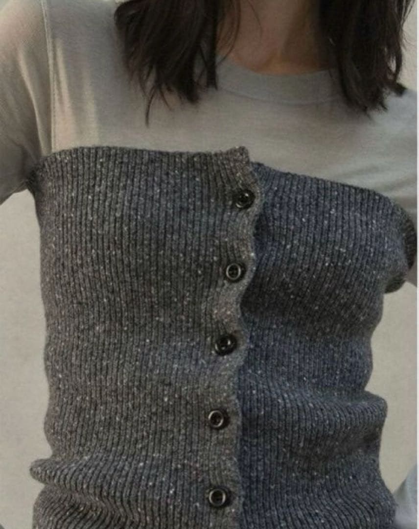 トップス OHOTORO / Mixed Tube Knit charcoal