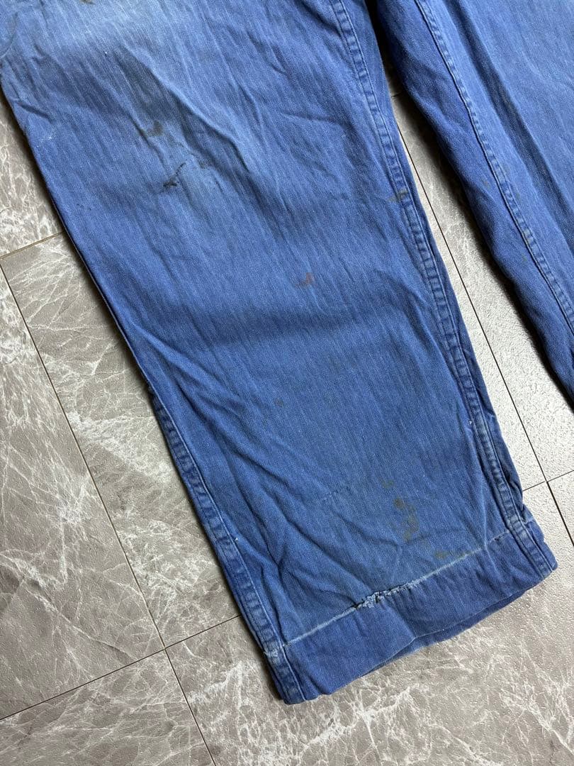 40s ユーロワーク ペインターパンツ ドイツ シンチバック 針刺し ブルー