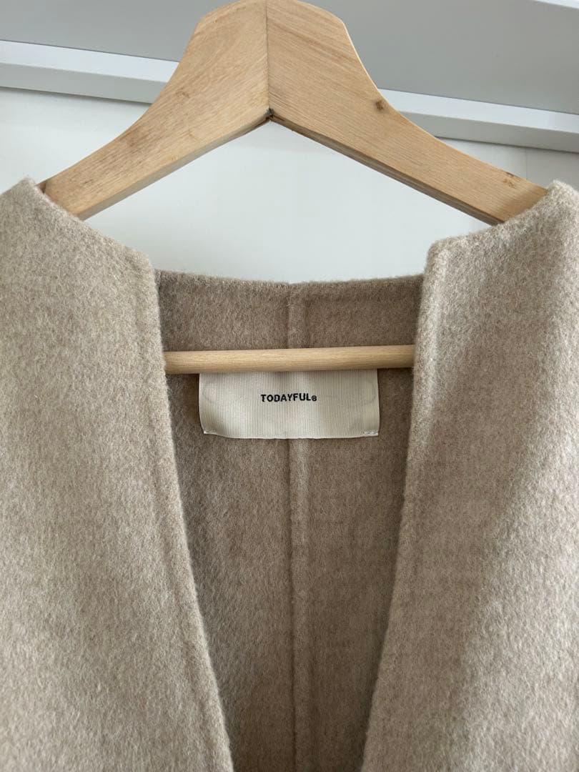 TODAYFUL キーネックウールベスト ベージュ