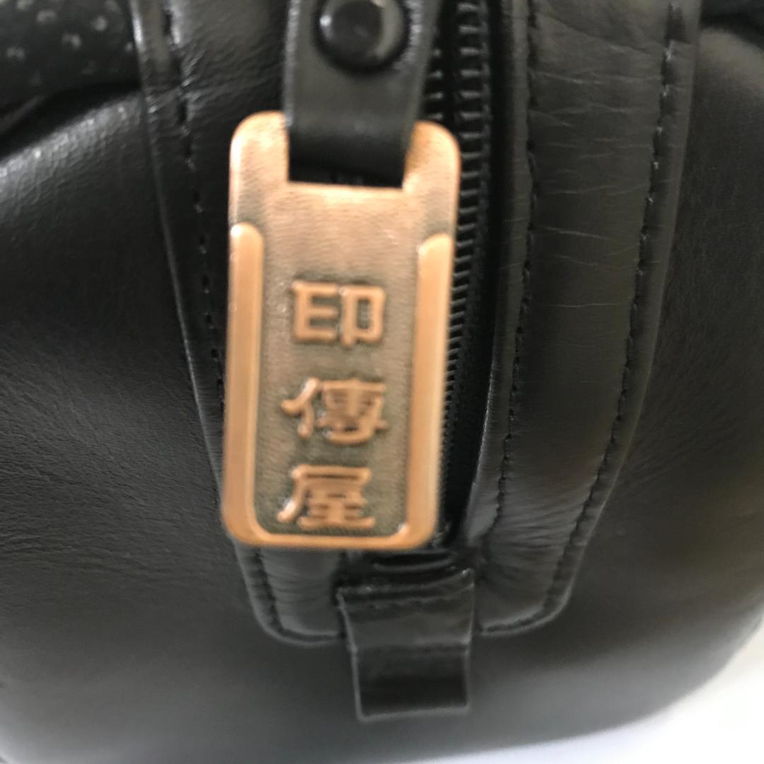印傳屋 ハンドバッグ 鹿革 波模様