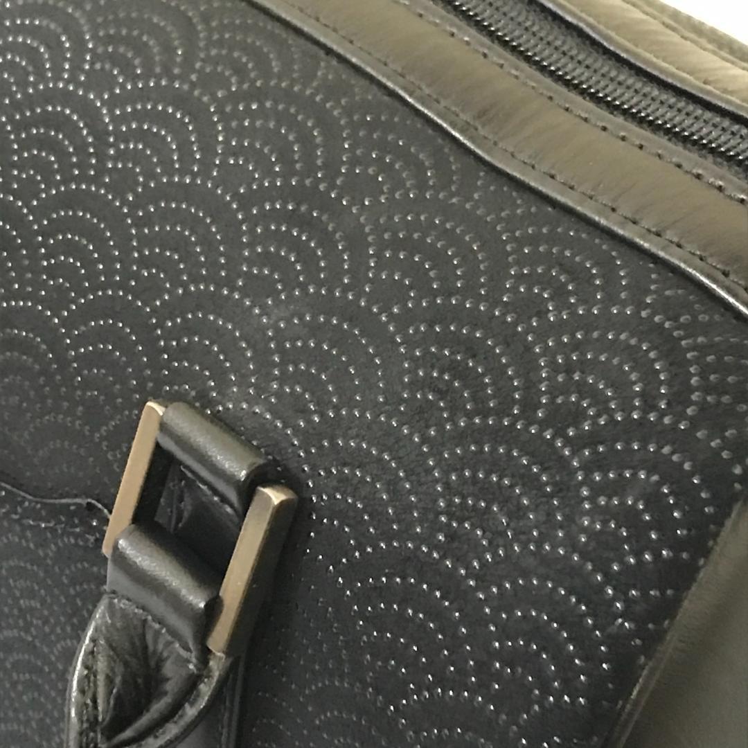 印傳屋 ハンドバッグ 鹿革 波模様
