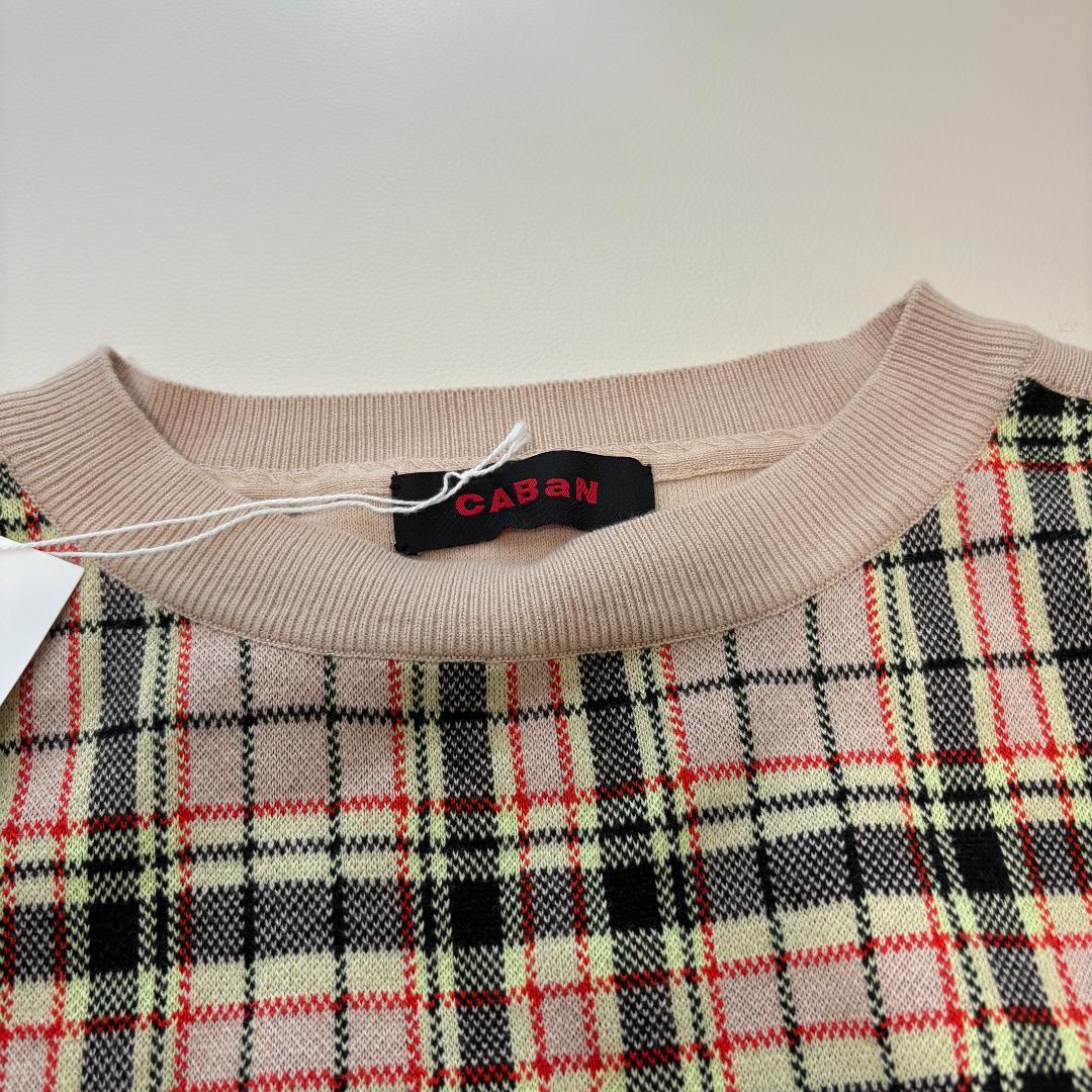 美品　キャバン　カシミヤコットン　チェック　オーバーサイズベスト　ニット