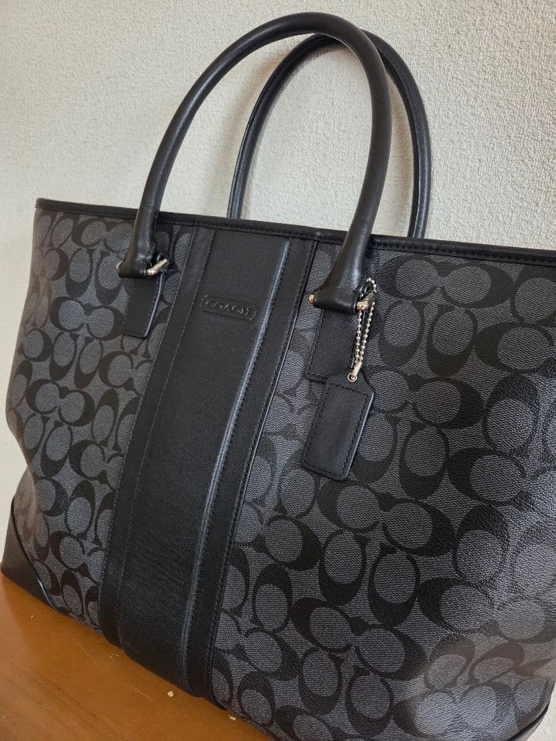 【極美品】COACH トートバッグ シグネチャー ブラック 2WAY 大容量