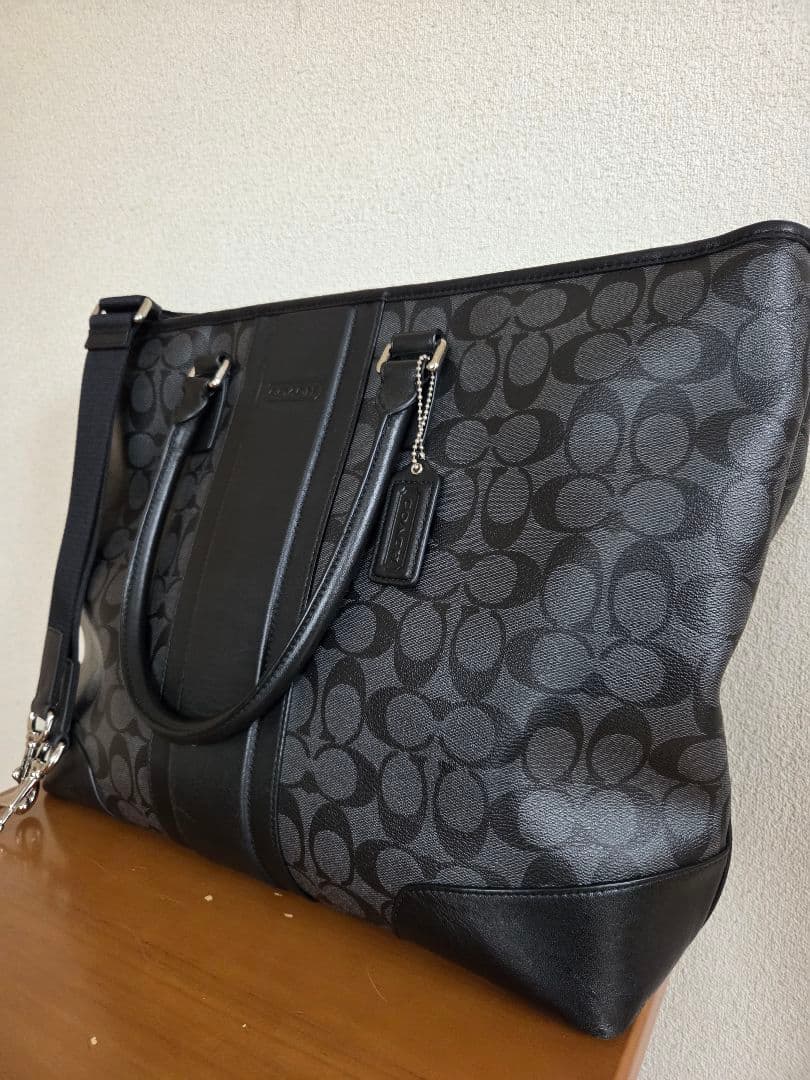 【極美品】COACH トートバッグ シグネチャー ブラック 2WAY 大容量