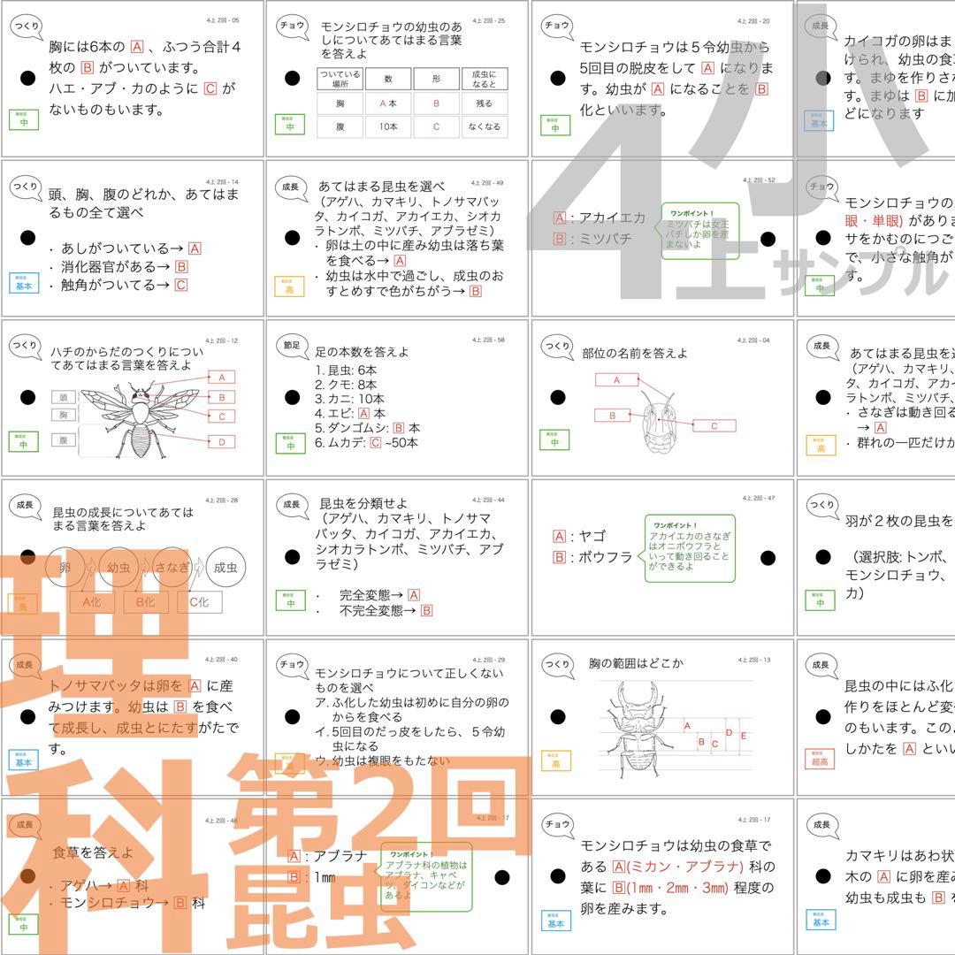 中学受験 暗記カード【4年上 社会・理科 6-19回】組分けテスト対策 予シリ