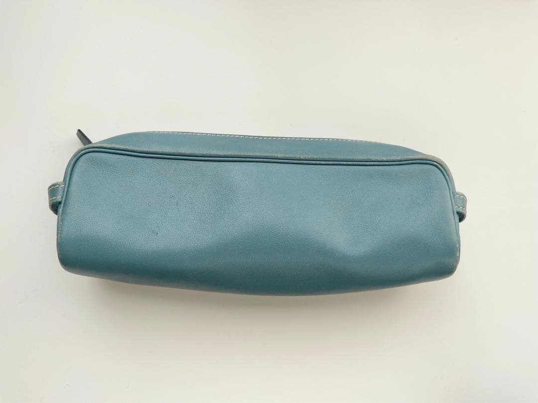 HERMES エルメス レザー ペンケース ポーチ ブルー系 シルバー金具