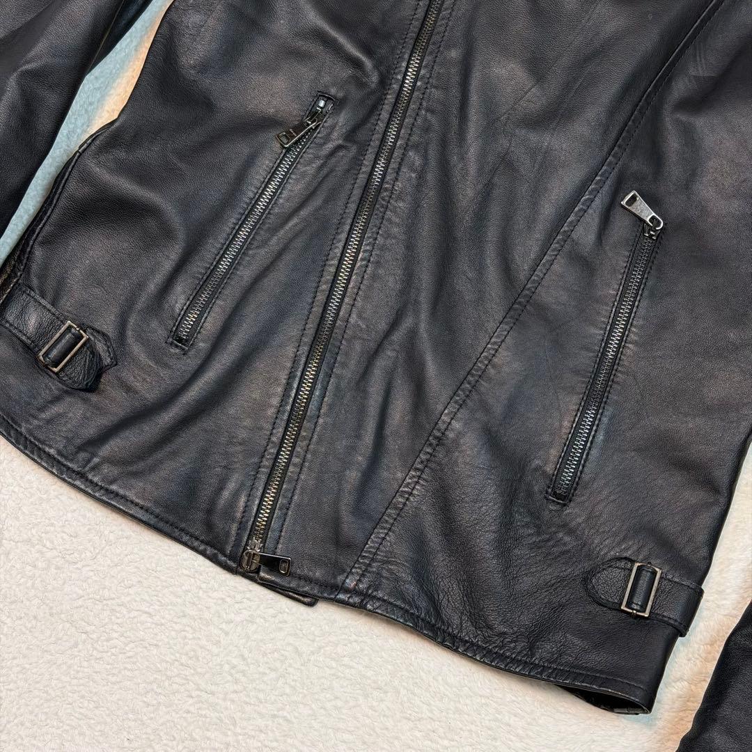 美品 XLサイズ DACUTE ライダースジャケット イタリア製 羊革 wジップ