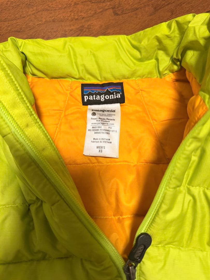 patagonia ダウンベスト XS 蛍光イエロー