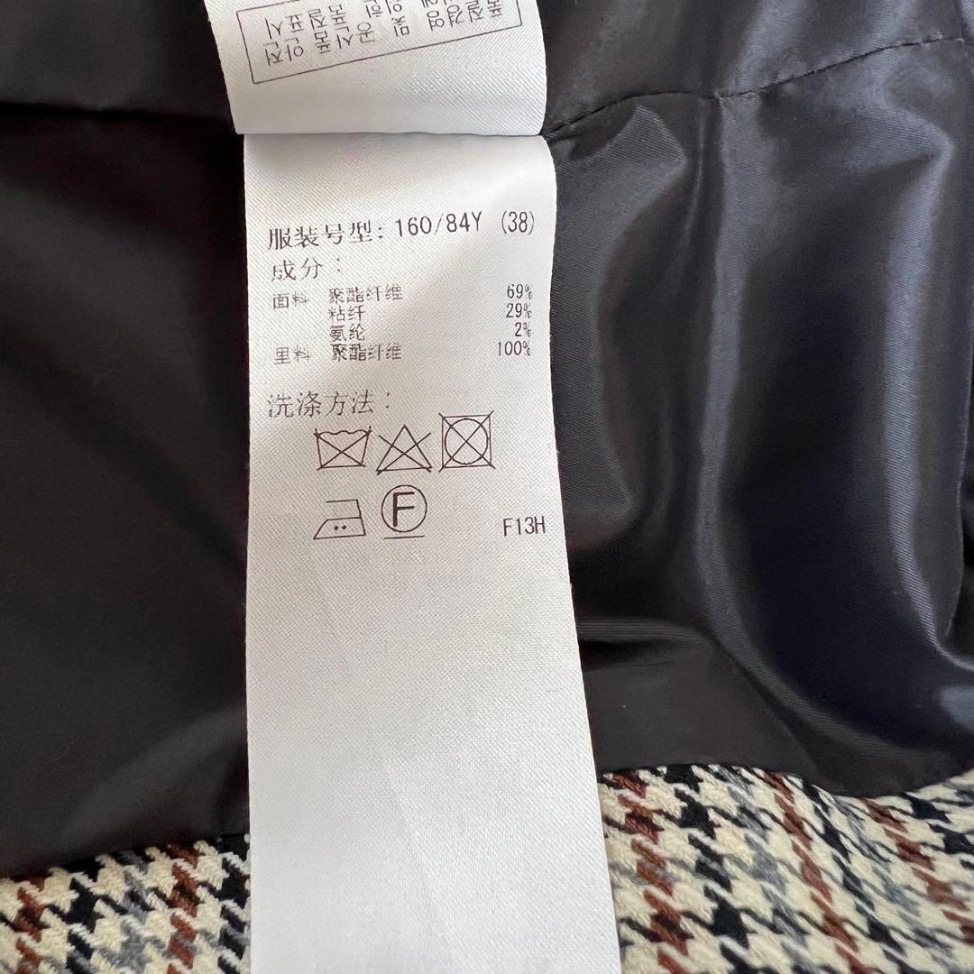 【未使用に近い】23区 ロングジレ 千鳥格子 ダブルボタン 38 M