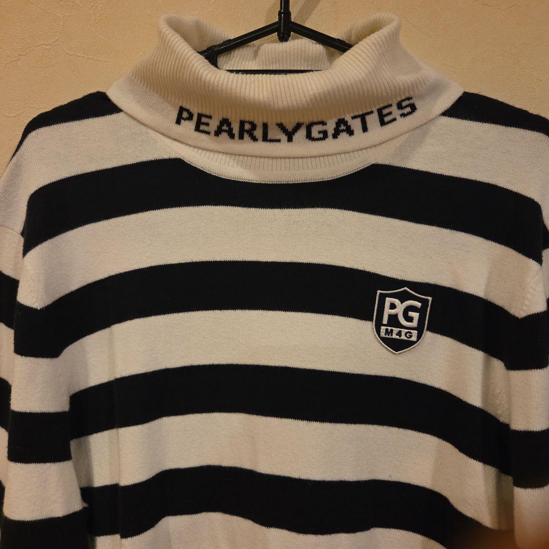 PEARLY GATES ストライプ ハイネックセーター