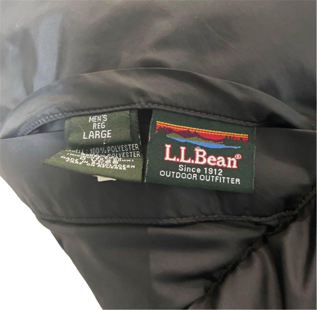 L.L.Beanリバーシブルグースダウンベストブラックブラウン刺繍ロゴ