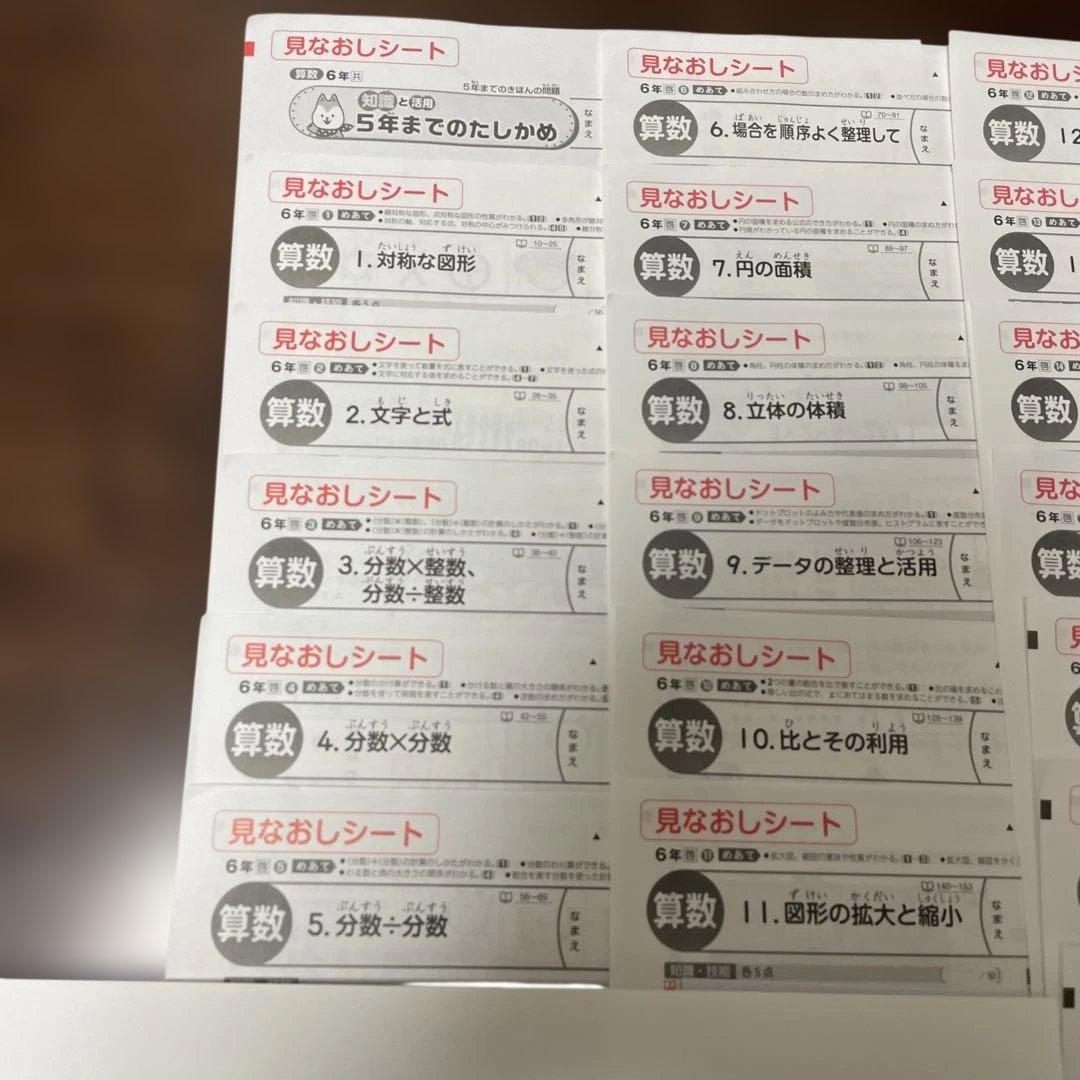【最新版】小学6年　算数　見なおしシート　令和7年度　１年分