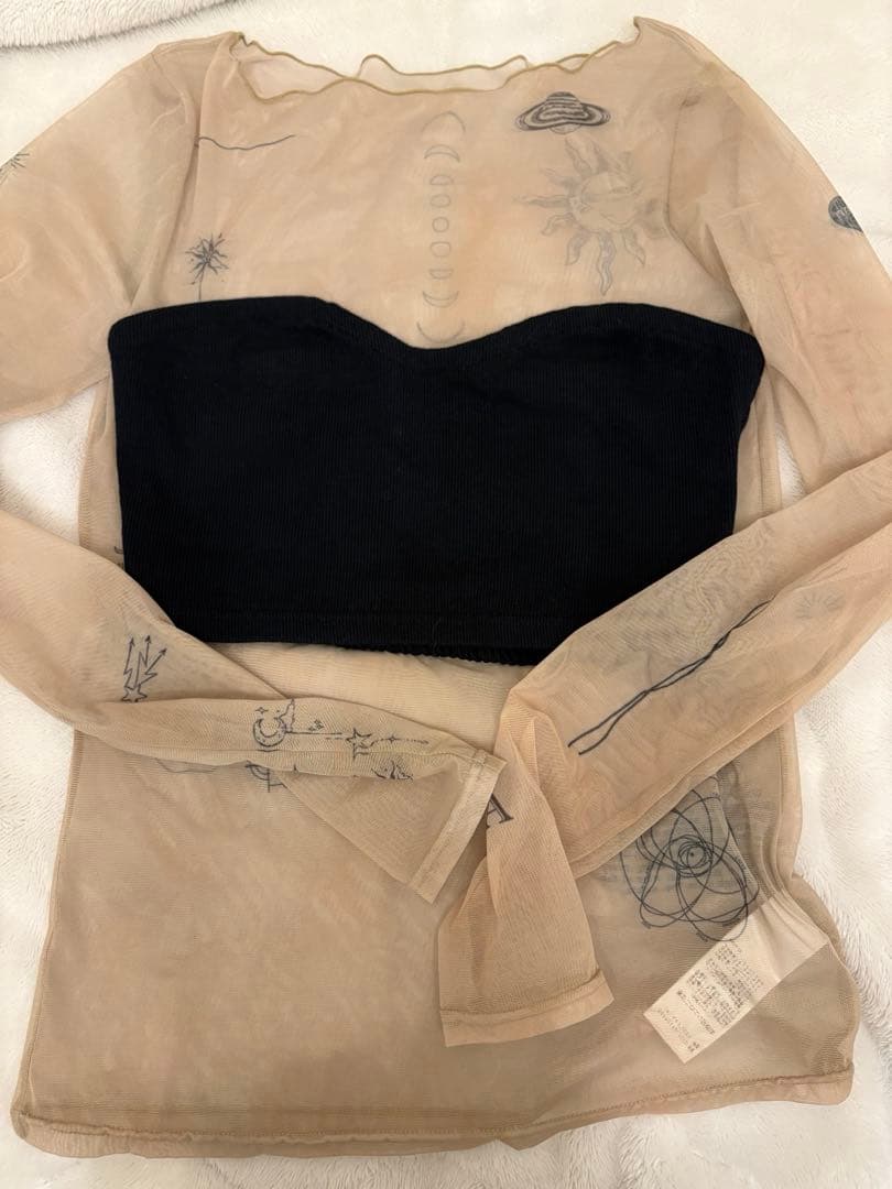 トップス PLANET SHEER TATTOO WITH BUSTIER TOP