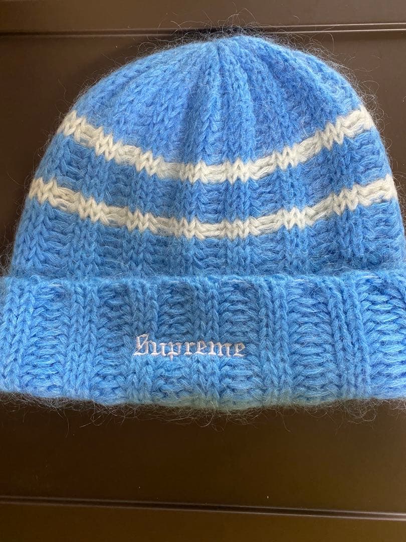 帽子 Supreme Brushed Stripe Beanie Light Blue