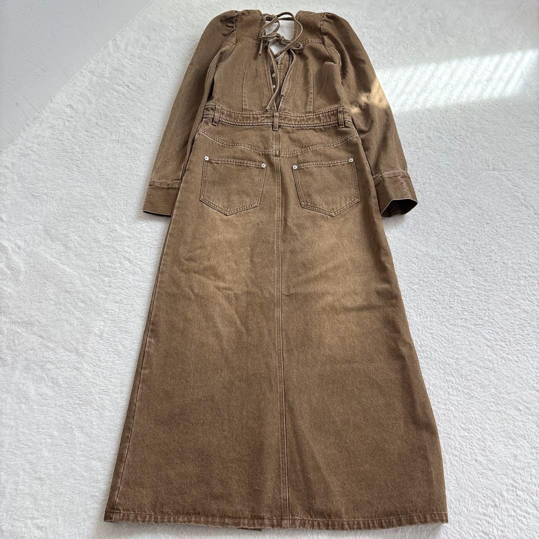 ワンピース AMERI ADORABLE BACK RIBBON DENIM DRESS