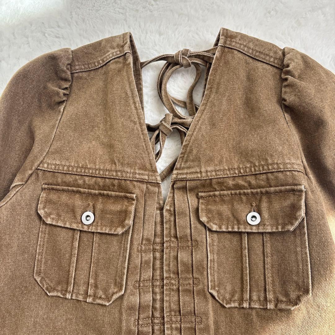 ワンピース AMERI ADORABLE BACK RIBBON DENIM DRESS