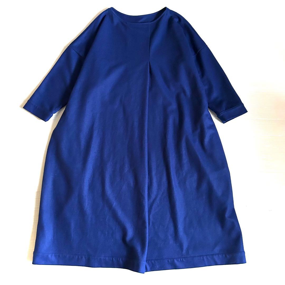 美品 HOUSE OF LOTUS ロングワンピース 圧縮ウール ブルー M