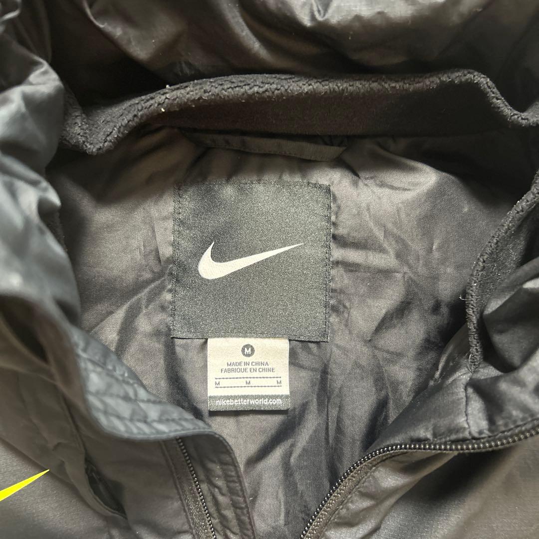 【美品】NIKE ナイキ ロングコート ベンチコート Mサイズ 黒×蛍光イエロー