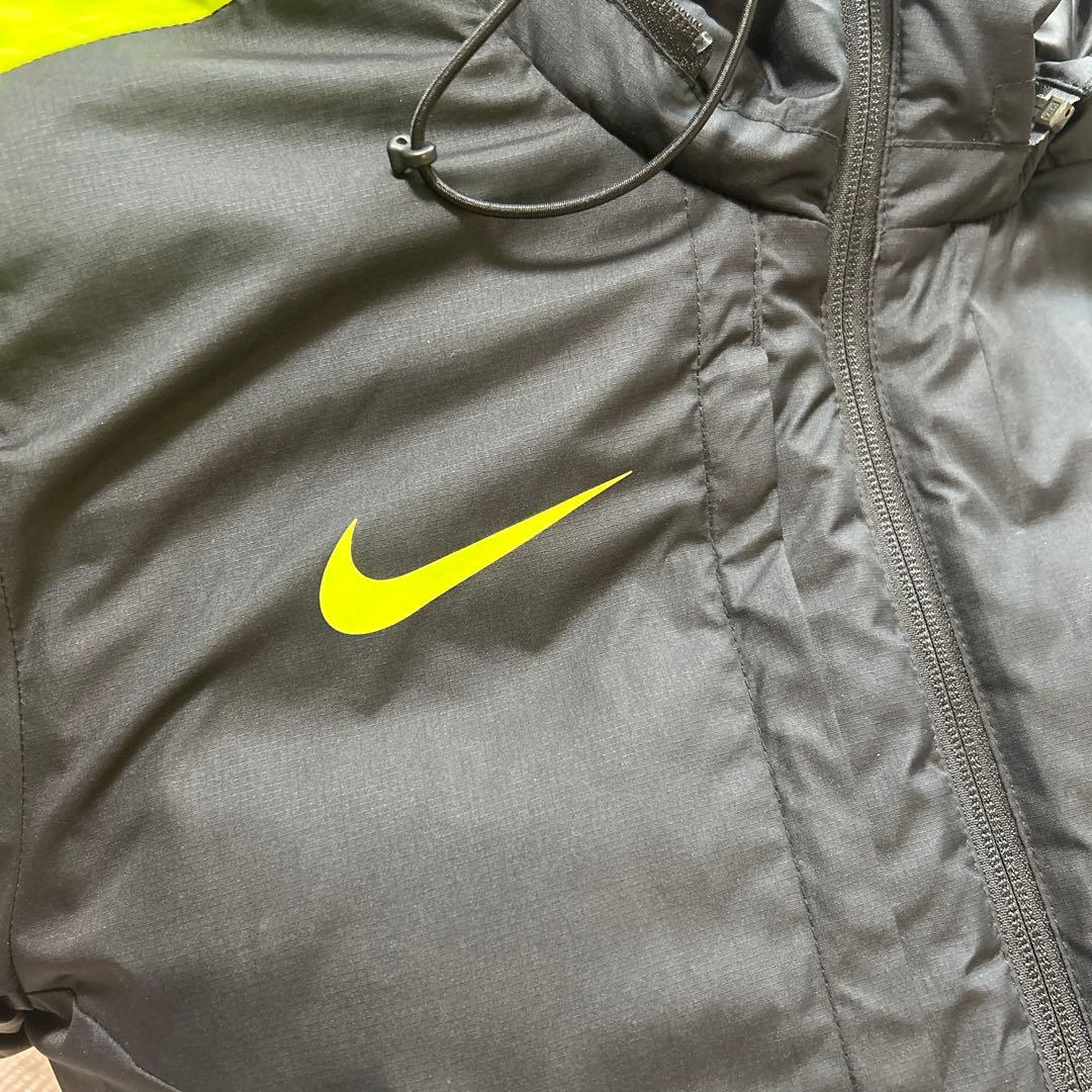【美品】NIKE ナイキ ロングコート ベンチコート Mサイズ 黒×蛍光イエロー