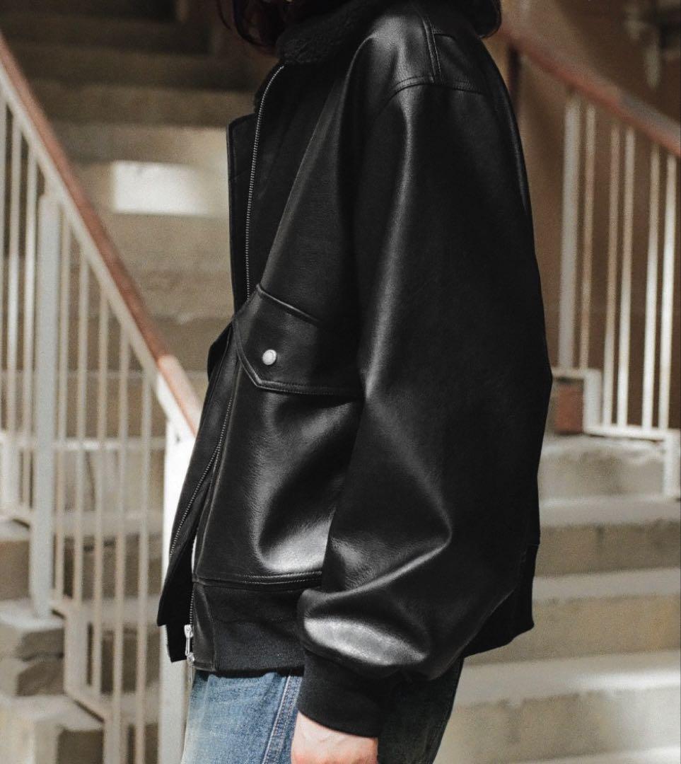 WYM 襟ボア ARTIFICIAL GRAIN FLIGHT BLOUSON