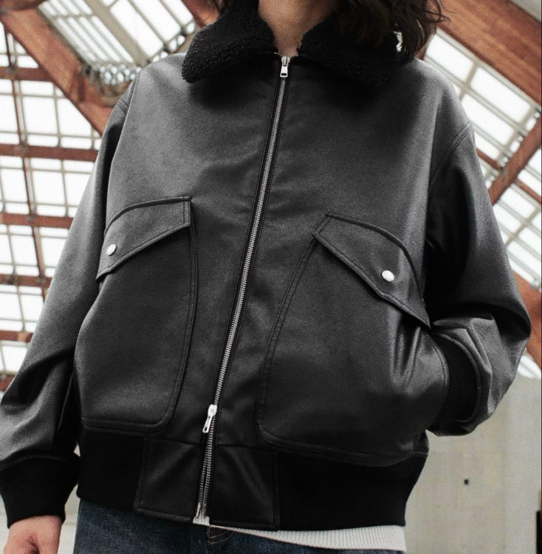 WYM 襟ボア ARTIFICIAL GRAIN FLIGHT BLOUSON