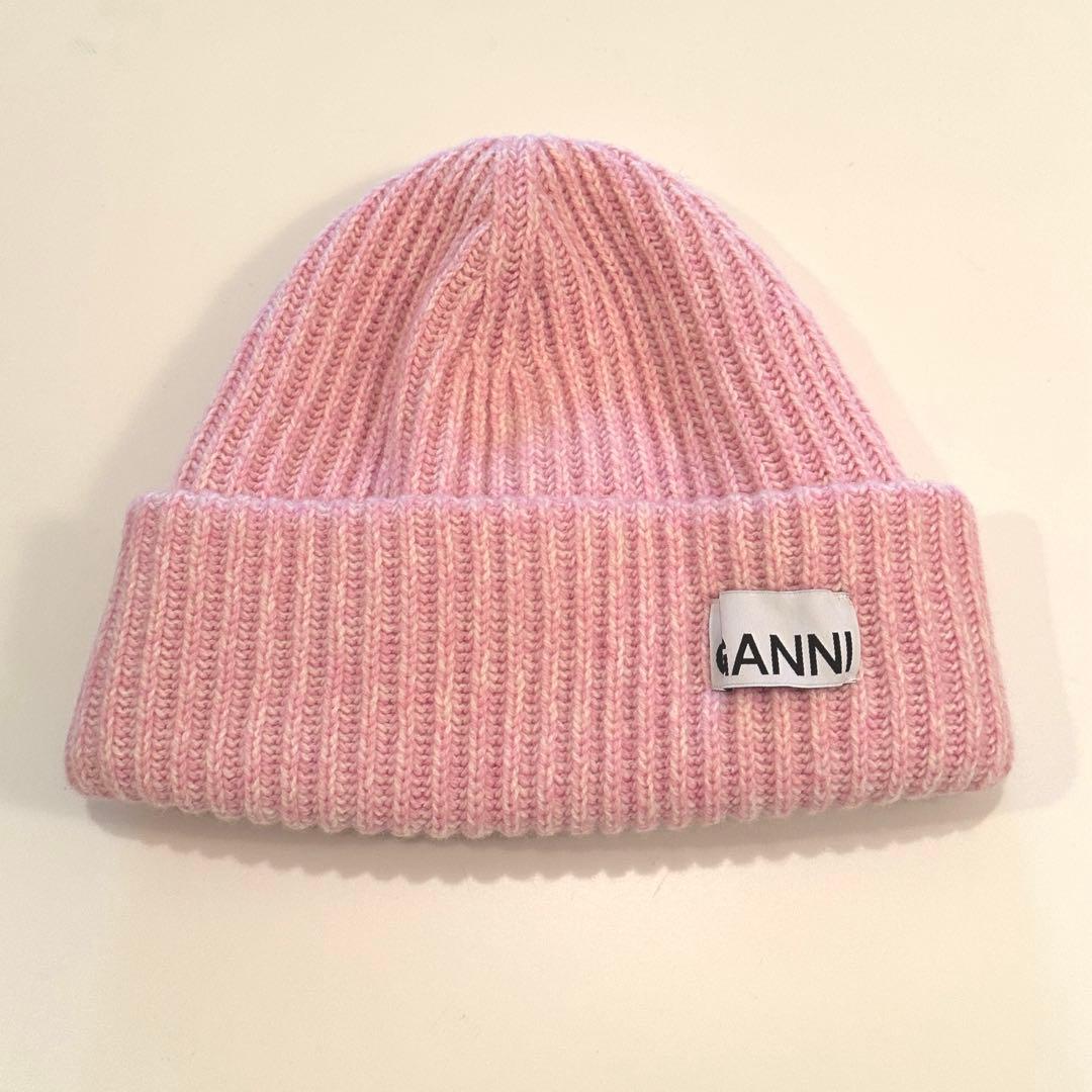 GANNI ニット帽　ピンク