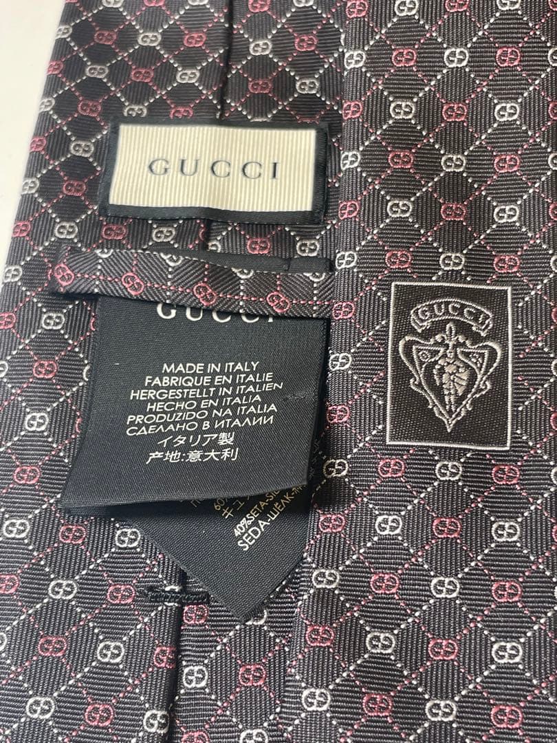 【新品未使用】GUCCI ダークグレー ネクタイ 100%シルク