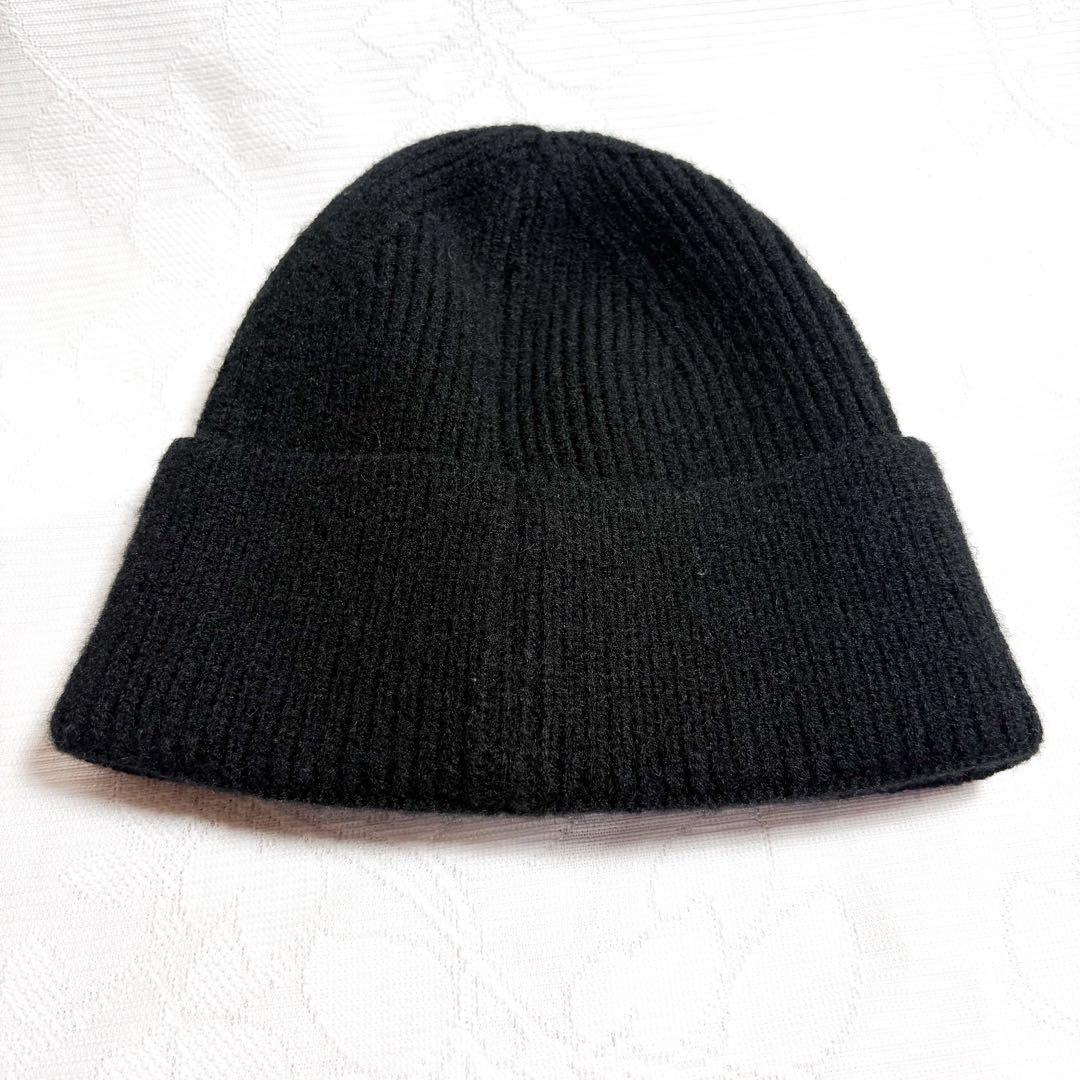 【美品】 AMI PARIS ニット帽 ビーニー ブラック ワンポイントロゴ