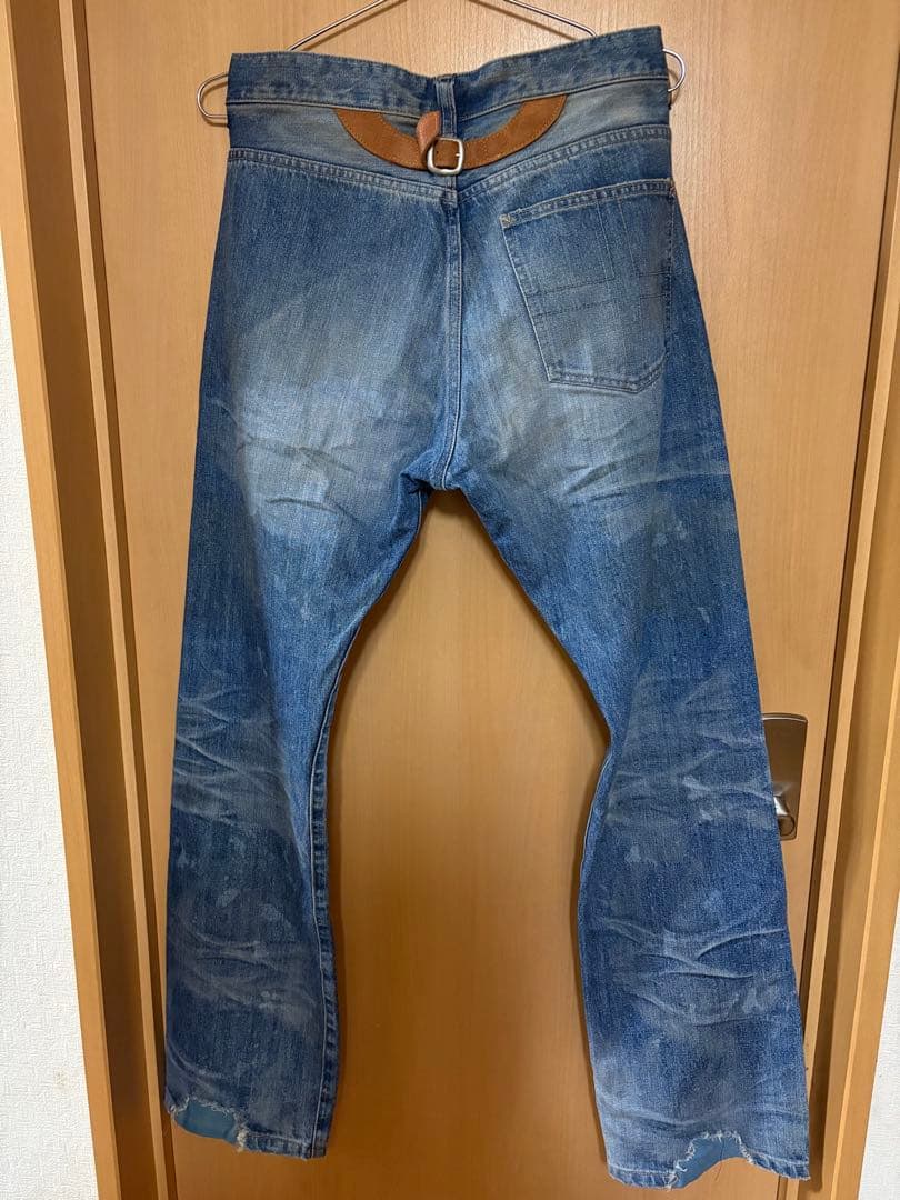 バックラッシュ　イサムカタヤマ　デニム　ダメージジーンズストレートデニム M