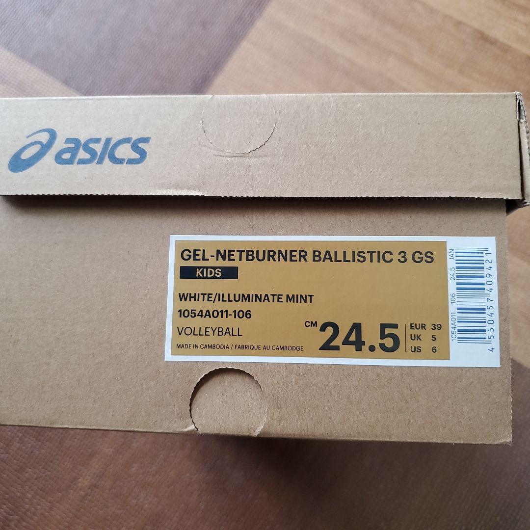 asics バレーボールシューズ 　ジュニア　ホワイト/ミント　24.5cm