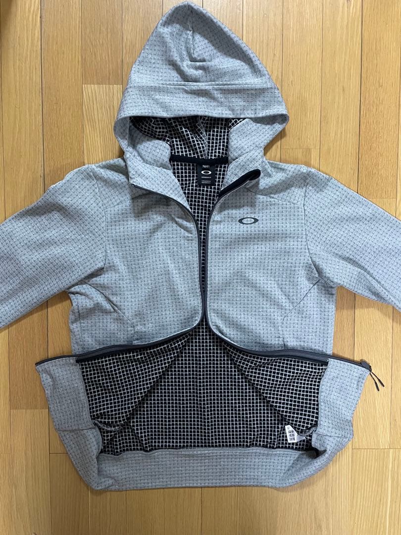 Oakley フルジップ パーカー L グレー ワッフル生地 フード付