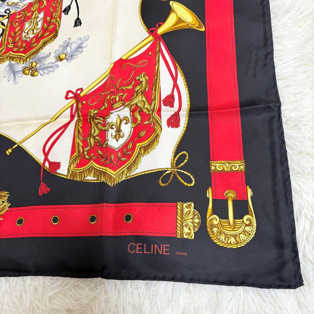 未使用級★CELINE セリーヌ 大判シルクスカーフ ベルト　ラッパ　タッセル柄