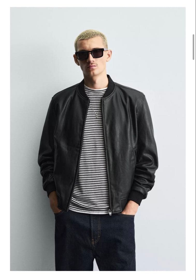 ZARA フェイクレザーボンバージャケットL