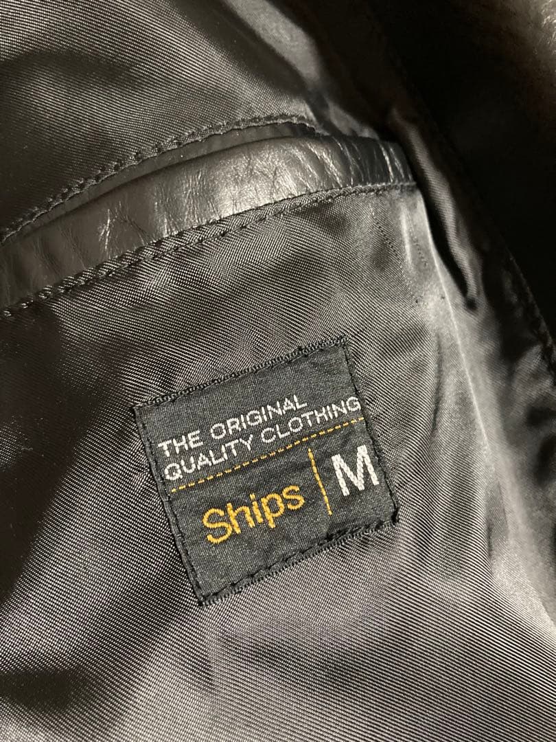 SHIPS シップス レザーテーラードジャケット M ブラック 本革