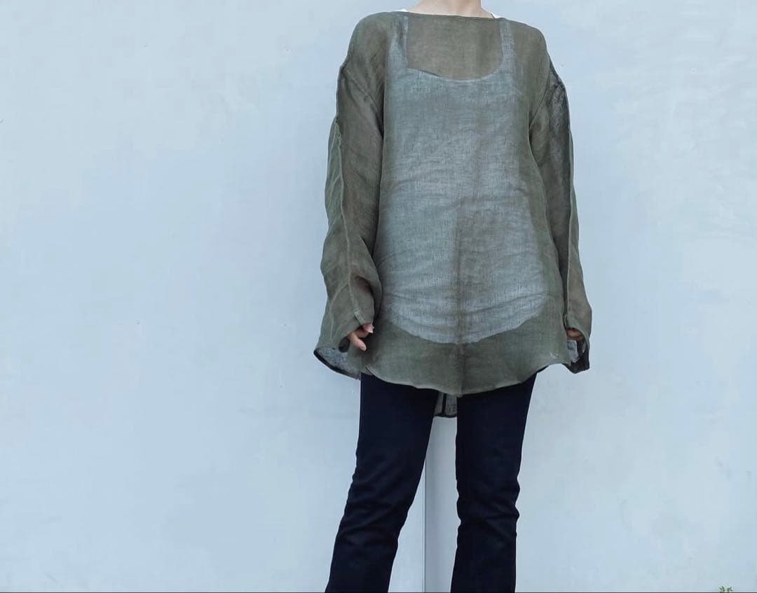 eriko katori リネンガーゼ　長袖シャツ　ERiKOKATORi