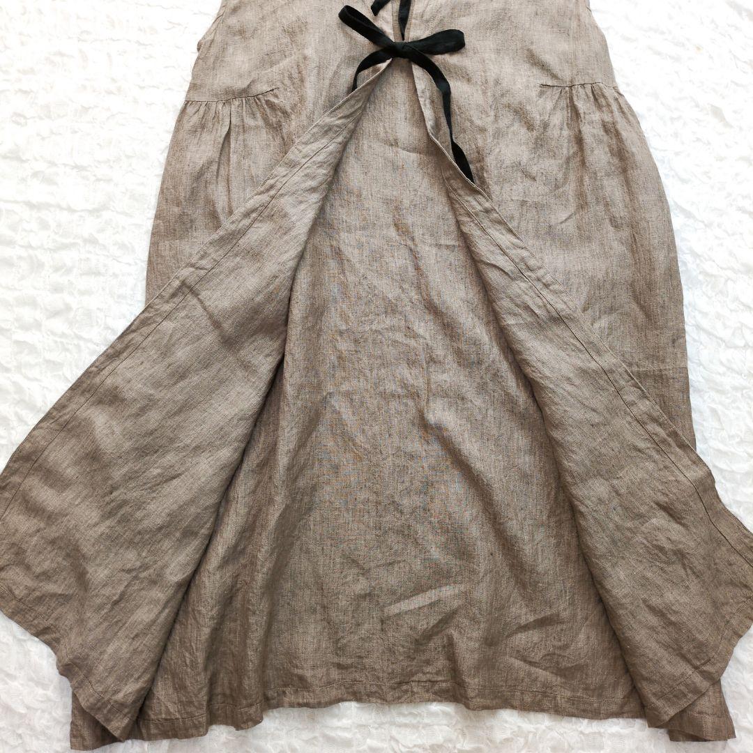 【極美品】blue willow　リネン100%ロングワンピース　リボン