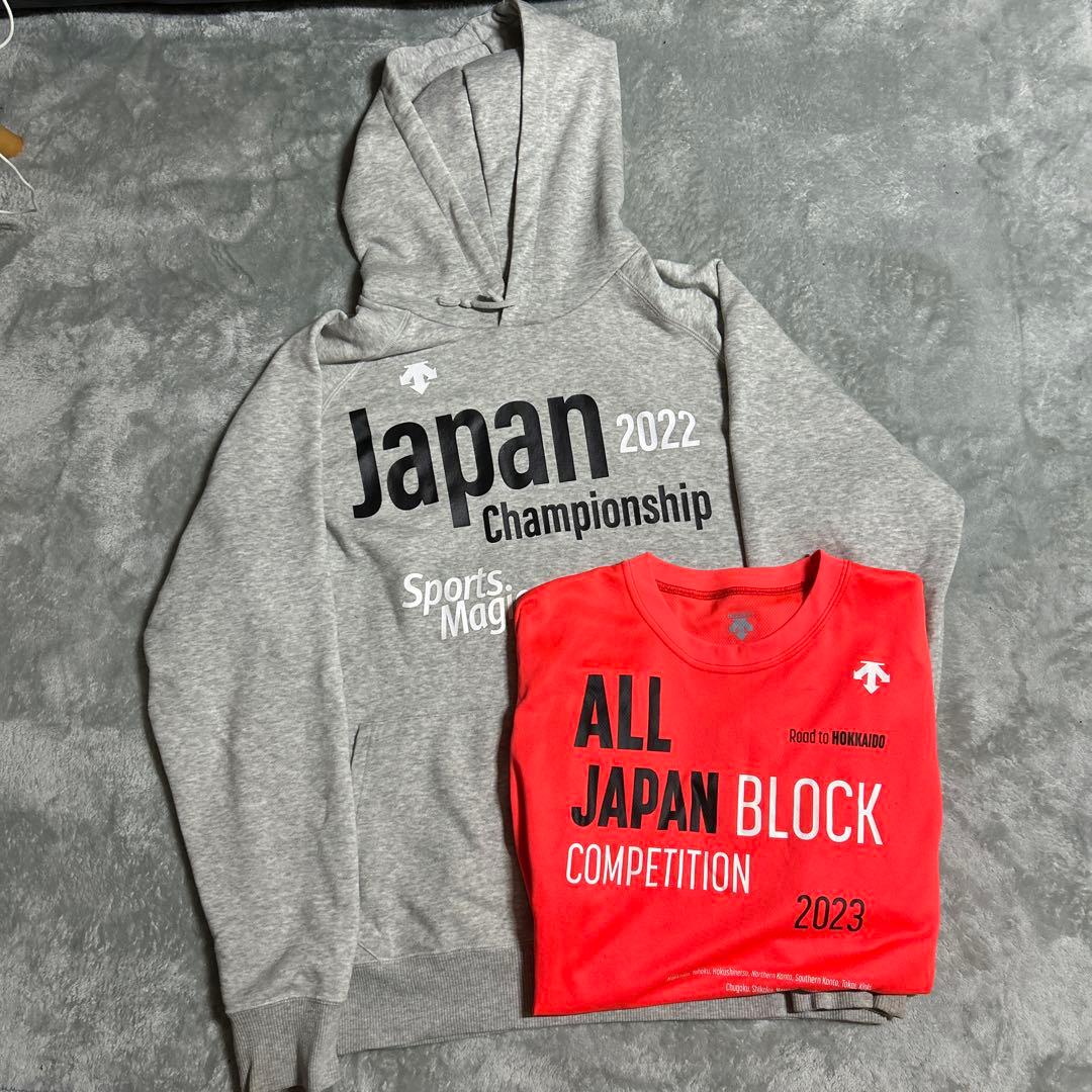 デサント 陸上競技グレーパーカー& 半袖Tシャツ Oサイズ