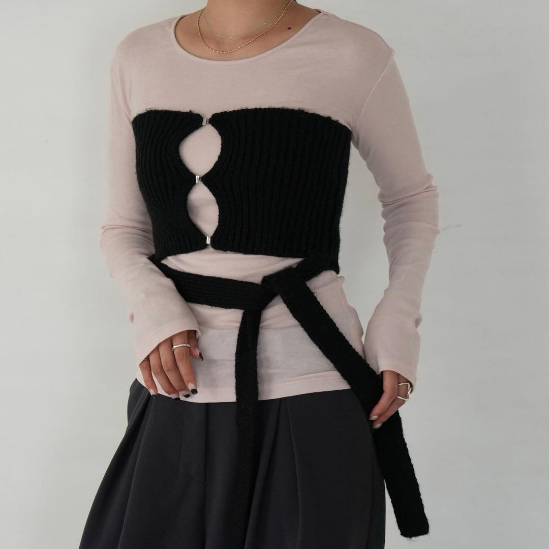【MIHO】quui string knit bustier black
