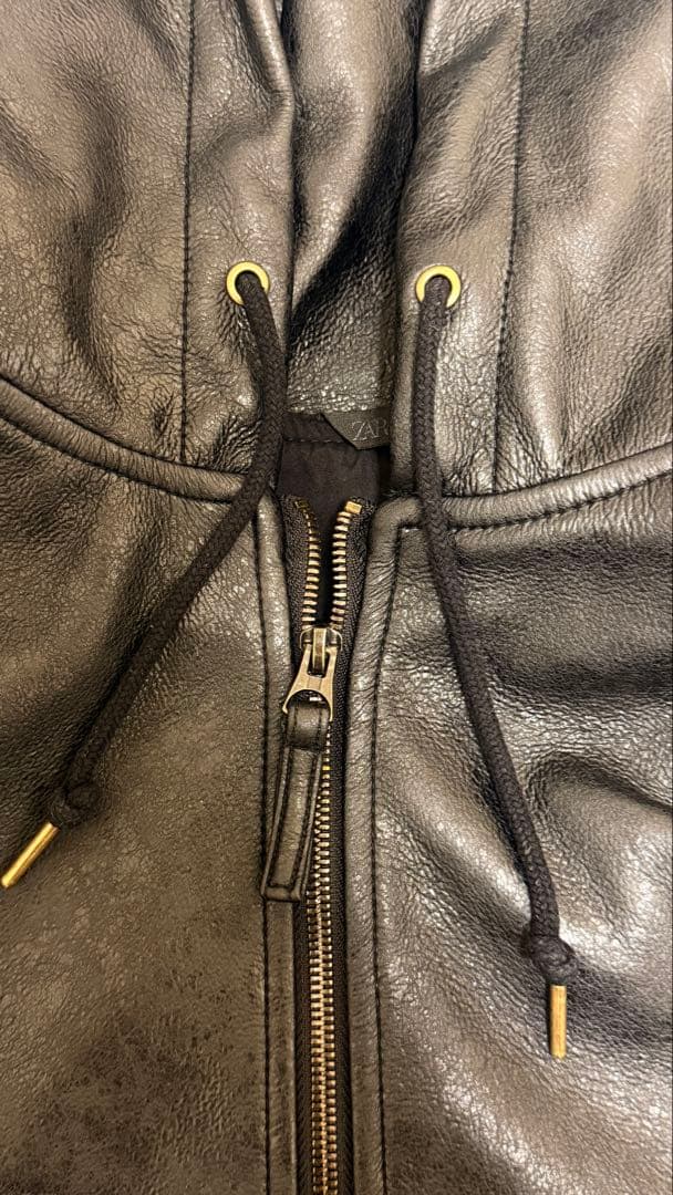 廣*孝様 ZARA レザーパーカー　フーデッド　ジャケット
