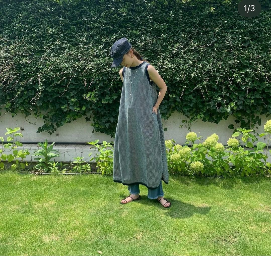 RRR　　ヒッコリー天竺のドレス　ワンピース　ノースリーブ　ストライプ