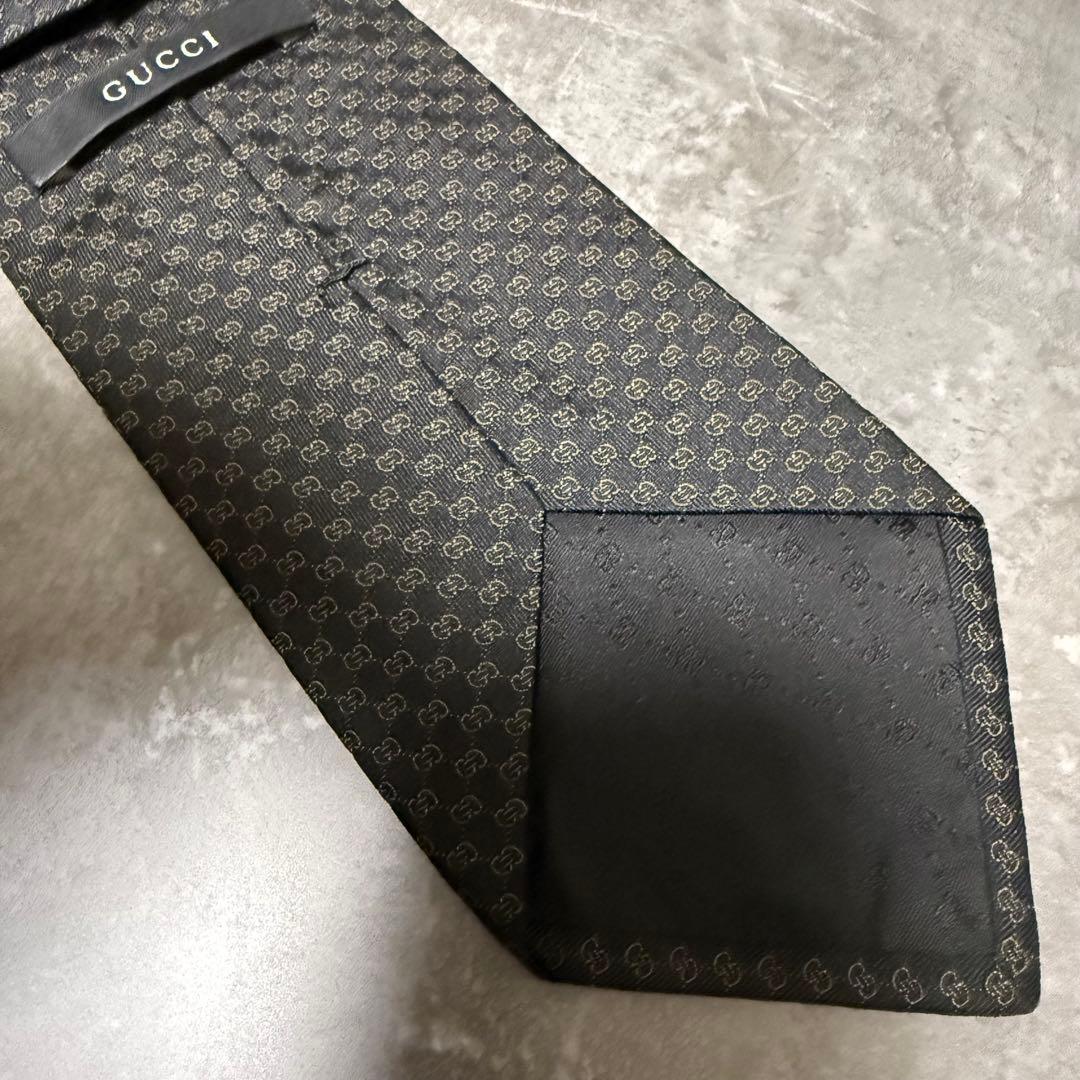 【✨極美品✨】GUCCI グッチ ネクタイ ブラック GG柄 インターロッキング