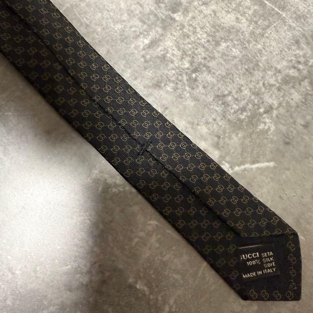 【✨極美品✨】GUCCI グッチ ネクタイ ブラック GG柄 インターロッキング