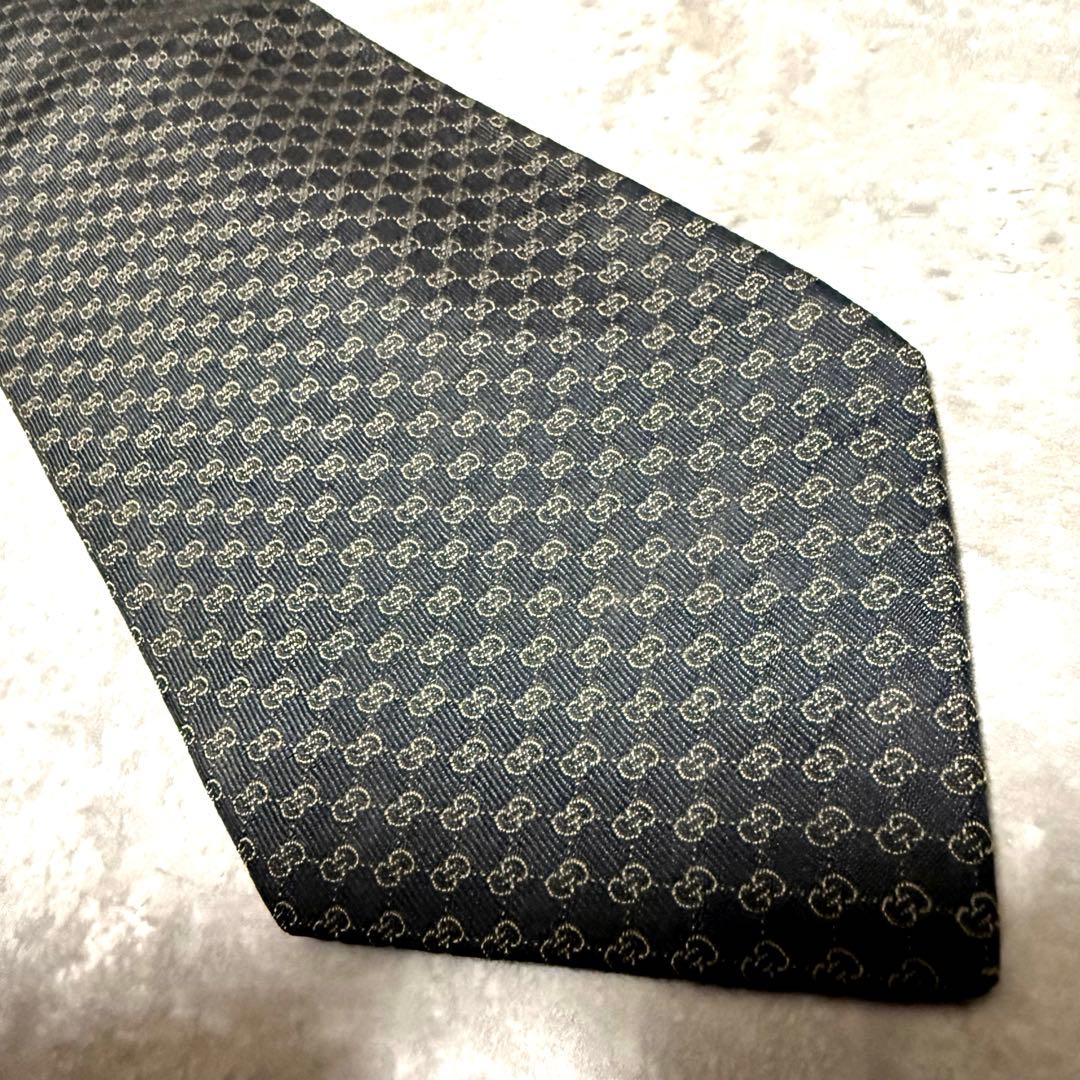 【✨極美品✨】GUCCI グッチ ネクタイ ブラック GG柄 インターロッキング