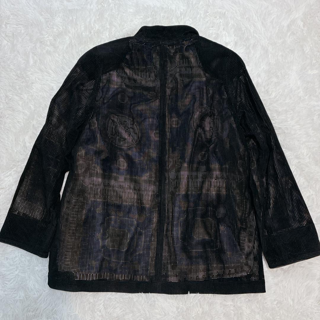 希少【未使用級✨】本革 レザージャケット 豚革 総柄 ジャケット ブラック