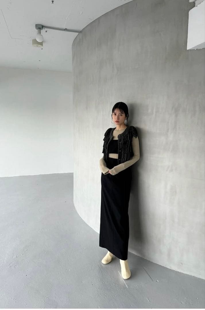トップス Clane W FACE FRINGE KNIT VEST