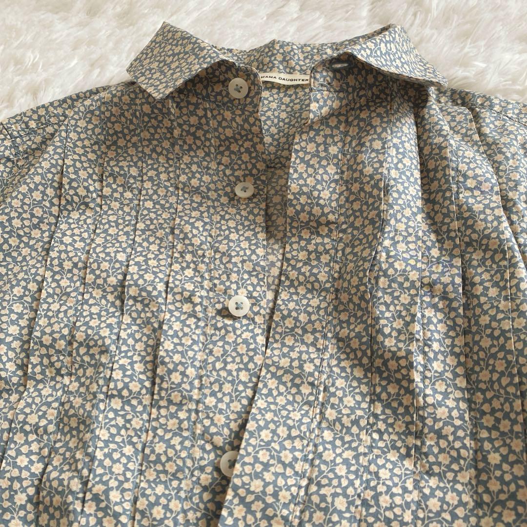 極美品☆グランマママドーター ペルヴィアンピマ タックシャツワンピース 小花柄